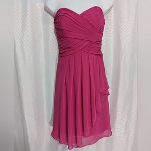 David 's Bridal Strapless Formal/Bridesmaid Dress, Raspberry, Size 2